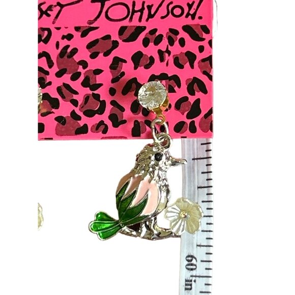 Betsey Johnson Enamel Bird & Flower Drop Earrings - Picture 3 of 4